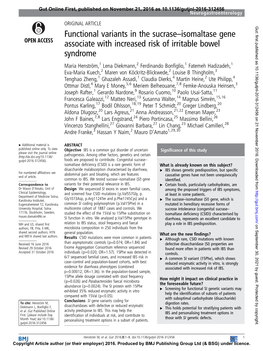 Functional Variants in the Sucrase–Isomaltase Gene Associate With