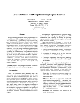 Difi: Fast Distance Field Computation Using Graphics Hardware