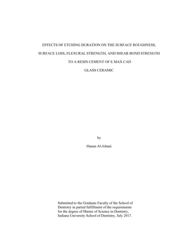 Effects of Etching Duration on the Surface Roughness