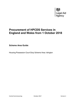 Procurement of HPCDS Services in England and Wales from 1 October 2018