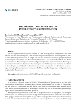 Aerodynamic Concept of the Uav in the Gyrodyne Configuration