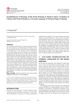 Evolution of Chinese Ink Wash Painting As a Formal Language of Oriental Figure Painting