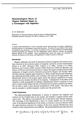 Phenomenological Theory of Magnon Sideband Shapes in a Ferromagnet with Impurities