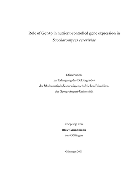 Role of Gcn4p in Nutrient-Controlled Gene Expression in Saccharomyces Cerevisiae