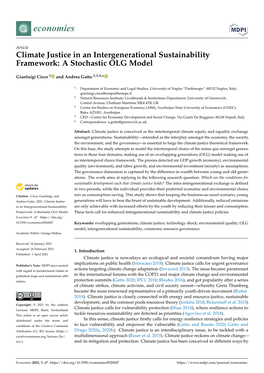 Climate Justice in an Intergenerational Sustainability Framework: a Stochastic OLG Model