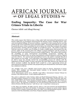 The Case for War Crimes Trials in Liberia