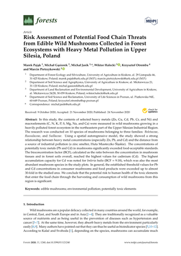 Risk Assessment of Potential Food Chain Threats from Edible Wild Mushrooms Collected in Forest Ecosystems with Heavy Metal Pollution in Upper Silesia, Poland