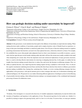 How Can Geologic Decision Making Under Uncertainty Be Improved? Cristina G