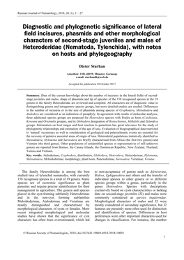 Diagnostic and Phylogenetic Significance of Lateral Field Incisures