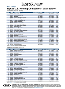 Top 25 U.S. Holding Companies