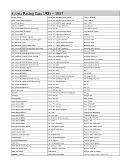 Sports Racing Cars 1938 – 1957