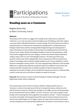 Reading Seen As a Commons