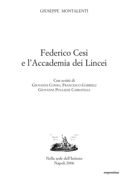 Federico Cesi E L'accademia Dei Lincei