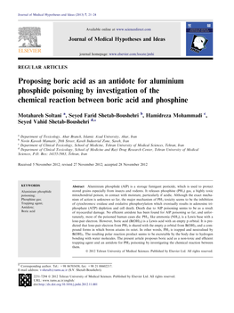Proposing Boric Acid As an Antidote for Aluminium Phosphide Poisoning by Investigation of the Chemical Reaction Between Boric Acid and Phosphine