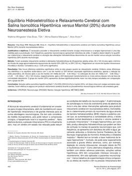 Hydroelectrolytic Balance and Cerebral Relaxation with Hypertonic Isoncotic Saline Versus Mannitol