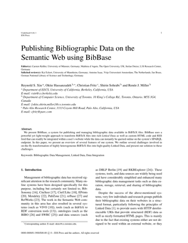 Publishing Bibliographic Data on the Semantic Web Using Bibbase