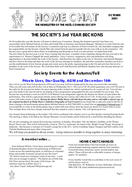 Home Chat 20012001 Thethe Newsletternewsletter Ofof Thethe Noëlnoël Cowardcoward Societysociety