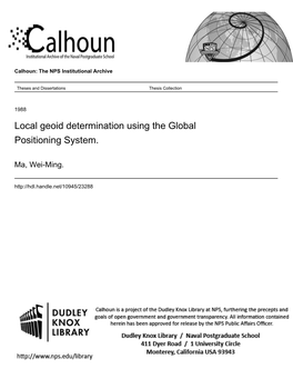 Local Geoid Determination Using the Global Positioning System