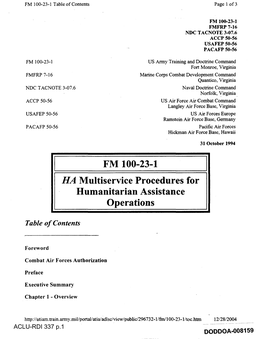 FM 100-23-1 HA Multiservice Procedures for Humanitarian Assistance Operations