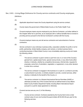 LIVING WAGE ORDINANCE Sec. 2-8.9