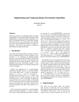 Implementing and Comparing Integer Factorization Algorithms