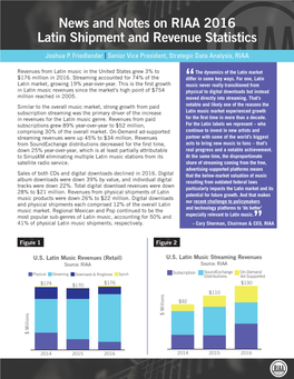 News and Notes on RIAA 2016 Latin Shipment and Revenue Statistics