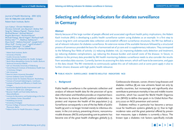 Selecting and Defining Indicators for Diabetes Surveillance in Germany CONCEPTS & METHODS