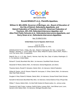 III. the Constitutional Violations (A) Constitutional Violations Found to Have Been Committed by the Detroit Board of Education