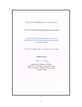 Qualitative Analysis of Water of River Kali in Uttar Kannada District of Karnataka