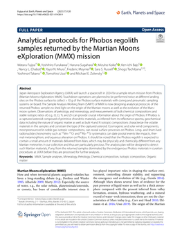 Analytical Protocols for Phobos Regolith Samples Returned by The