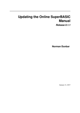 Updating the Online Superbasic Manual Release 0.1.1