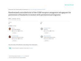 Randomized Controlled Trial of the CGRP Receptor Antagonist Telcagepant for Prevention of Headache in Women with Perimenstrual Migraine