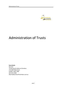 Administration of Trusts