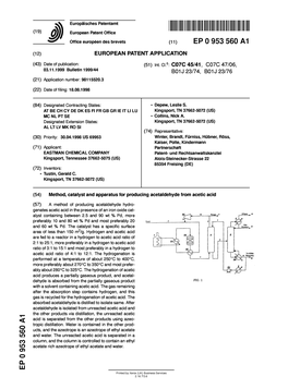 Method, Catalyst and Apparatus for Producing Acetaldehyde from Acetic Acid