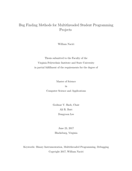 Bug Finding Methods for Multithreaded Student Programming Projects