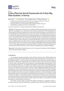 Cyber–Physical–Social Frameworks for Urban Big Data Systems: a Survey