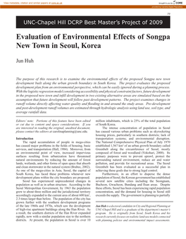 Evaluation of Environmental Effects of Songpa New Town in Seoul, Korea