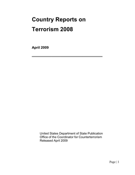 NCTC Annex of the Country Reports on Terrorism 2008