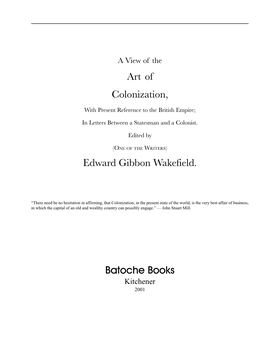 A View of the Art of Colonization, with Present Reference to the British