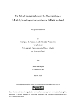 The Role of Norepinephrine in the Pharmacology of 3,4