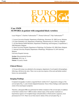 Case 15428 SCIWORA in Patient with Congenital Block Vertebra