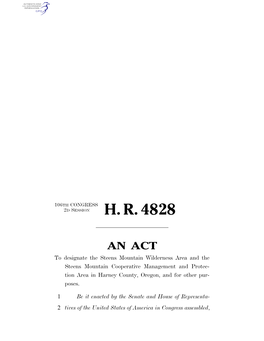 HR 4828 EH 3 1 (8) to Establish a Reserve for Redband Trout and 2 a Wildlands Juniper Management Area