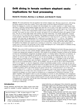 Drift Diving in Female Northern Elephant Seals: Implications for Food Processing