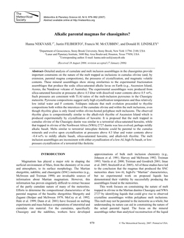 Alkalic Parental Magmas for Chassignites?