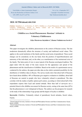 Childfree As a Social Phenomenon: Russians' Attitude to Voluntary Childlessness