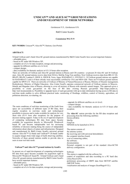 Uniscan™ and Alice-Sc™ Ground Stations and Development of Their Networks