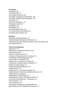 AP Classes AP Biology V20 AP Calculus BC V14 AP Computer