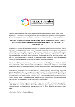 Systemic Racism and Militarization of Law Enforcement in the United States: Health Equity and Human Rights Implications for Africans and People of African Descent