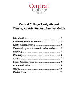 Central College Study Abroad Vienna, Austria Student Survival Guide