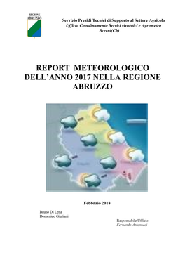 Relazione Sull'andamento Meteorologico Del Periodo Aprile-Settembre Nella Regione Abruzzo